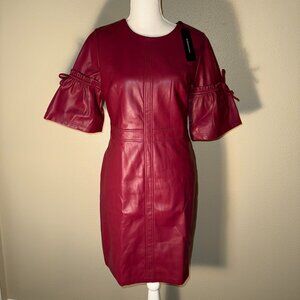 NWT, BCBG Faux Leather Wine Red Dress, Size 6
